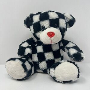 Totally Teddies Teddy Bear Plush Black White Checkered Stuffed Animal Toy 8"